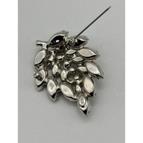 Vintage Weiss Brooch, Grey Rhinestones W/Scrolling Clear Rhinestones, Book Piece - Picture 10 of 11